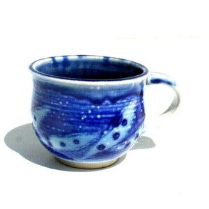 Vtg MCM CALIFORNIA CA Pottery CLAY - Blue Glazed Art Contemporary Coffee Mug Cup